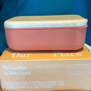 Our Place Layered Lunchbox with Utensils Pink/White NIB